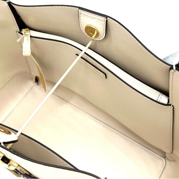 Michael Kors Reed Large Tote Bag Snakeskin Cream/Black - Picture 9 of 12